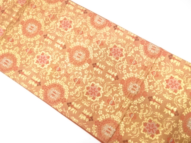 JAPANESE FUKURO OBI / WOVEN FLOWER & BIRD